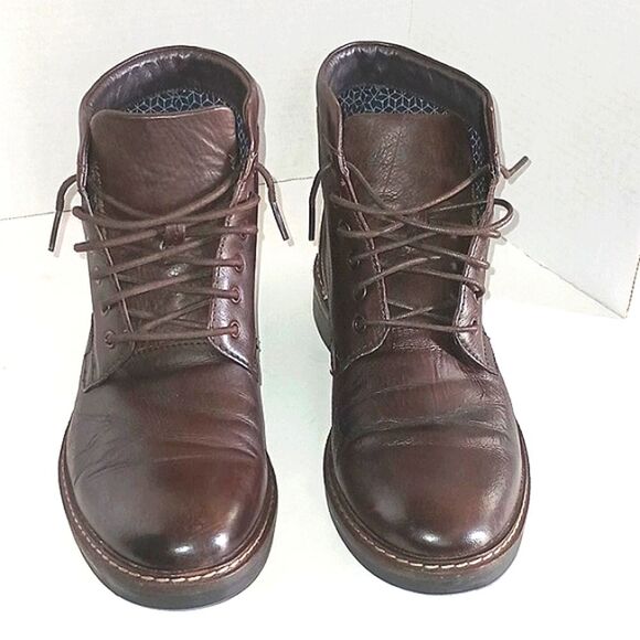Clarks Dark Brown Leather Lace-Up Mens Ankle Boots size 8 main image 12